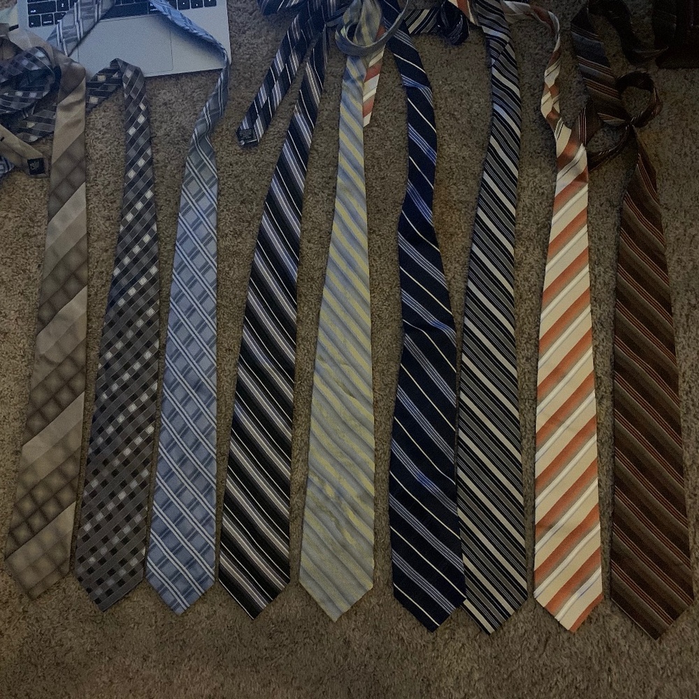 Lot of 9 Striped Ties Valerio Garati, Joseph Feiss